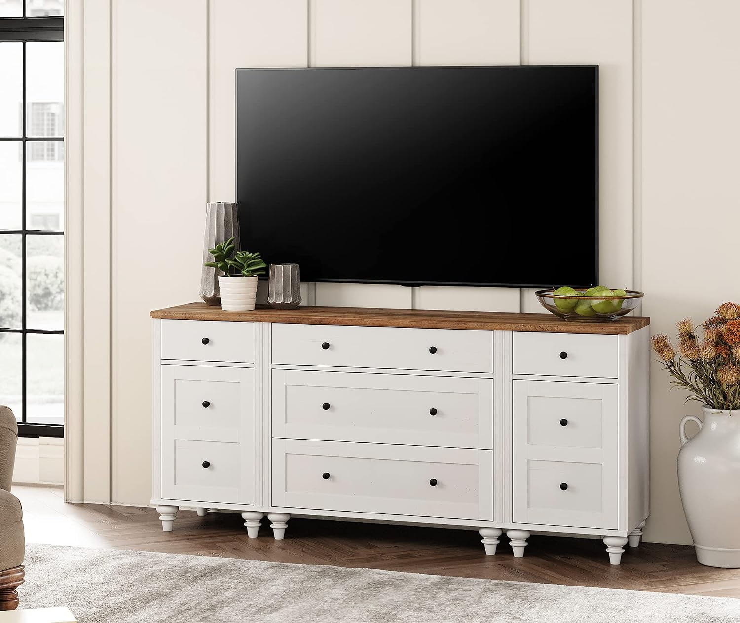 Drawer Dresser White - Mueble para TV con 5 cajones