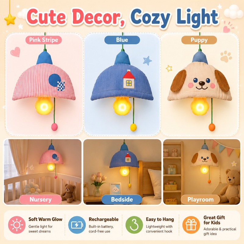 Baby Nursery Lampshade - Lámpara de Noche Colgante Recargable con