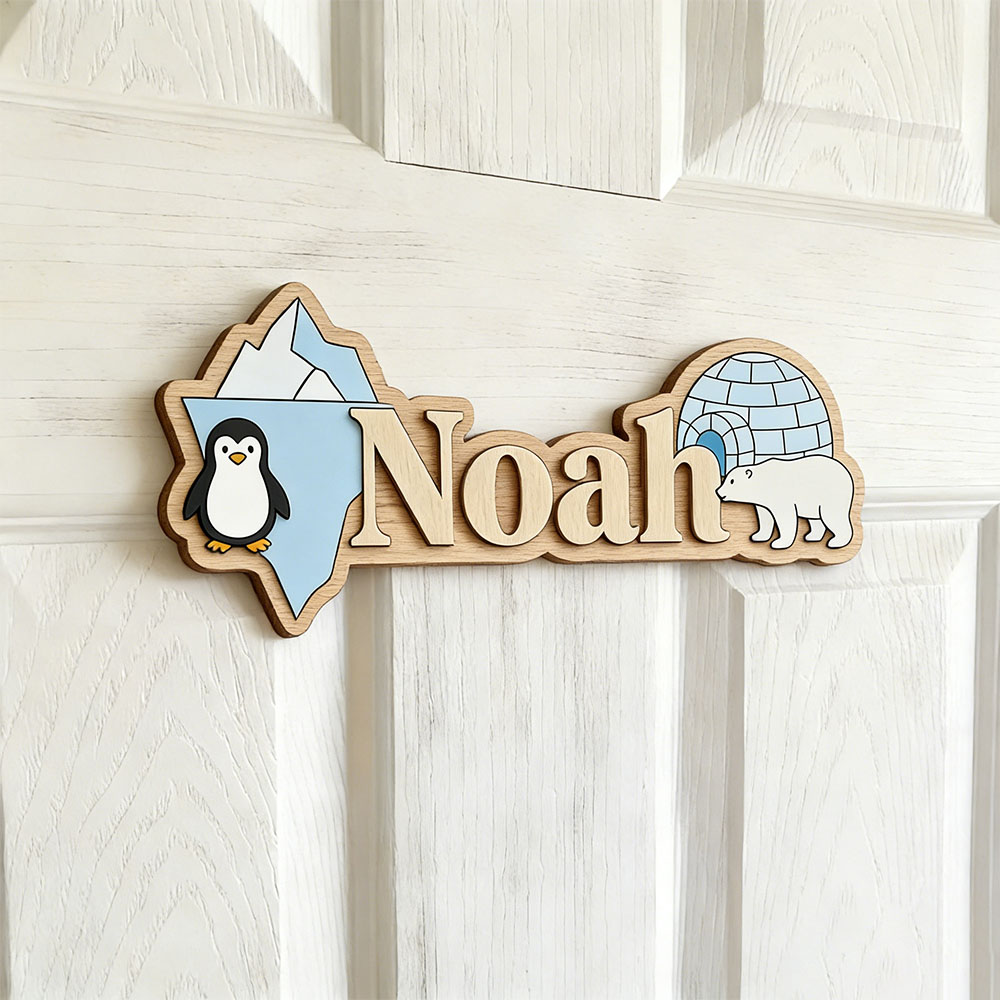 Baby Nursery Pictures - Letrero Personalizado con Nombre de Pingüino