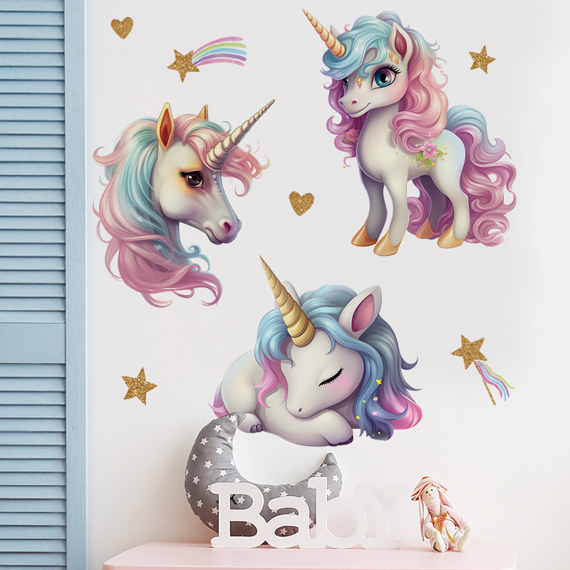 Baby Nursery Ideas Girl - Vinilo decorativo de unicornio, pegatinas de