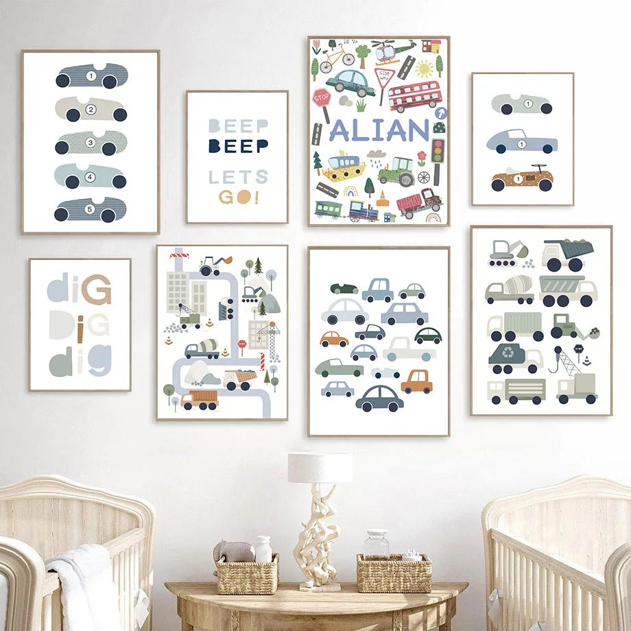 Baby Boy Nursery Quotes - Tractor, camión, excavadora, Bulldozer, coche, autobús,