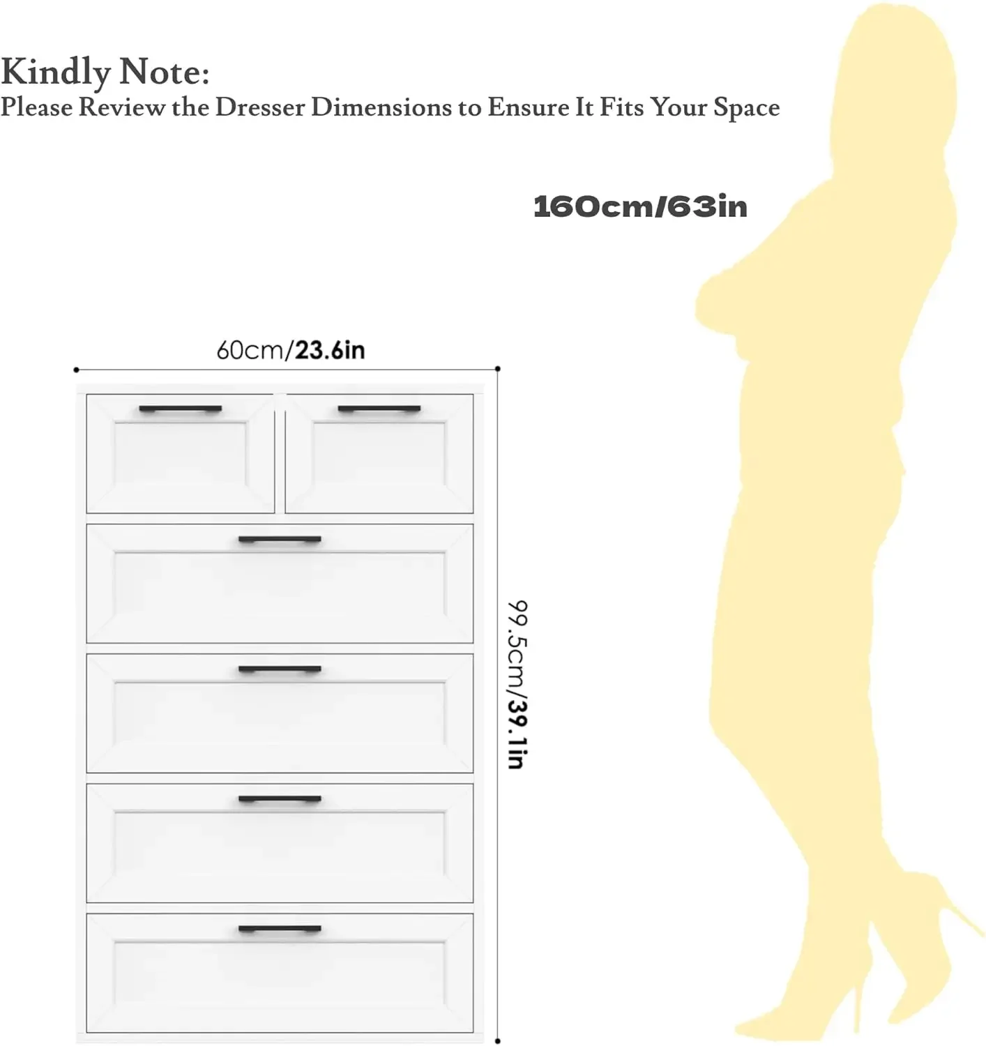 Drawer Dresser White - Gran Liquidación: Cómoda Blanca de 6