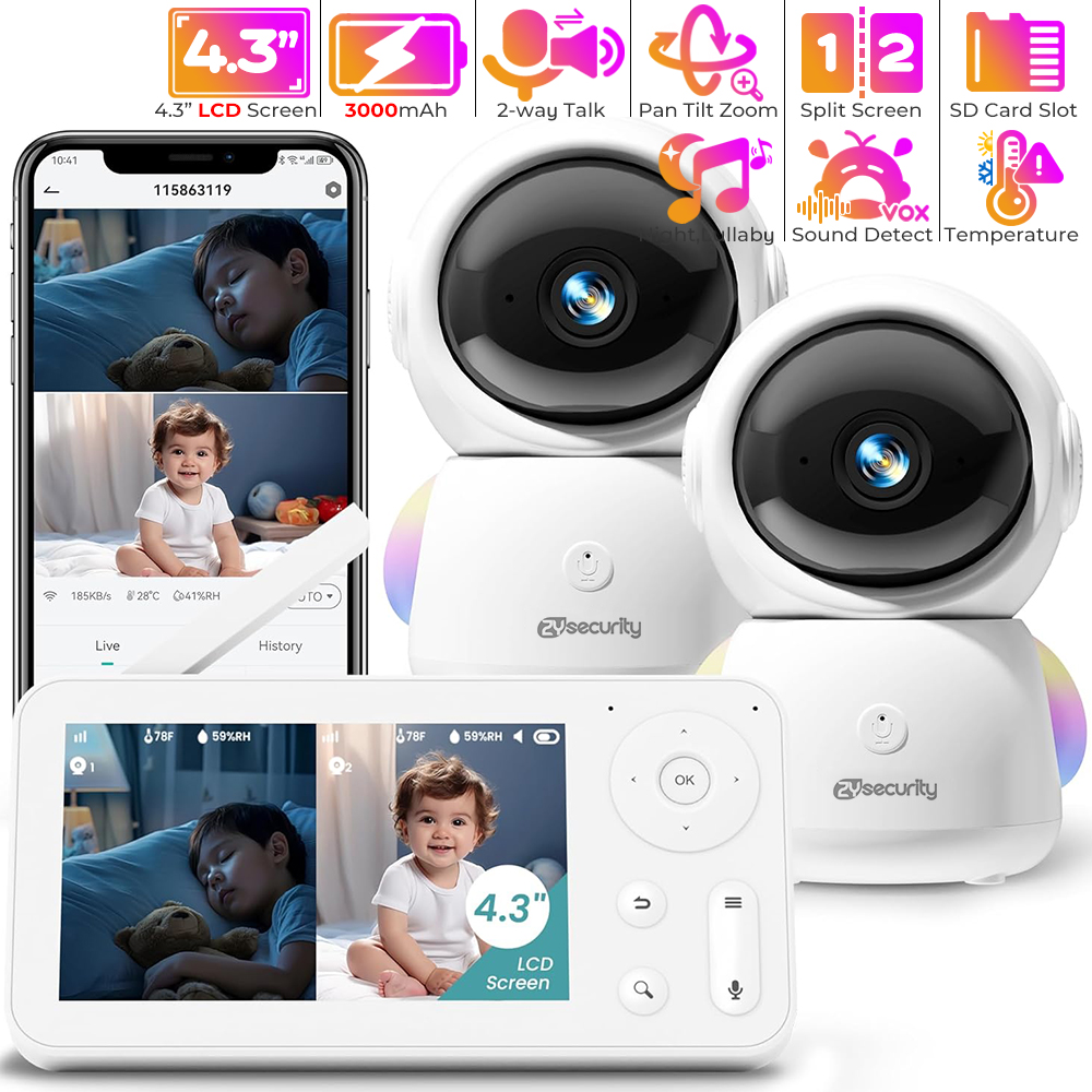 Baby Nursery Light - Monitor de bebé 2K con 2