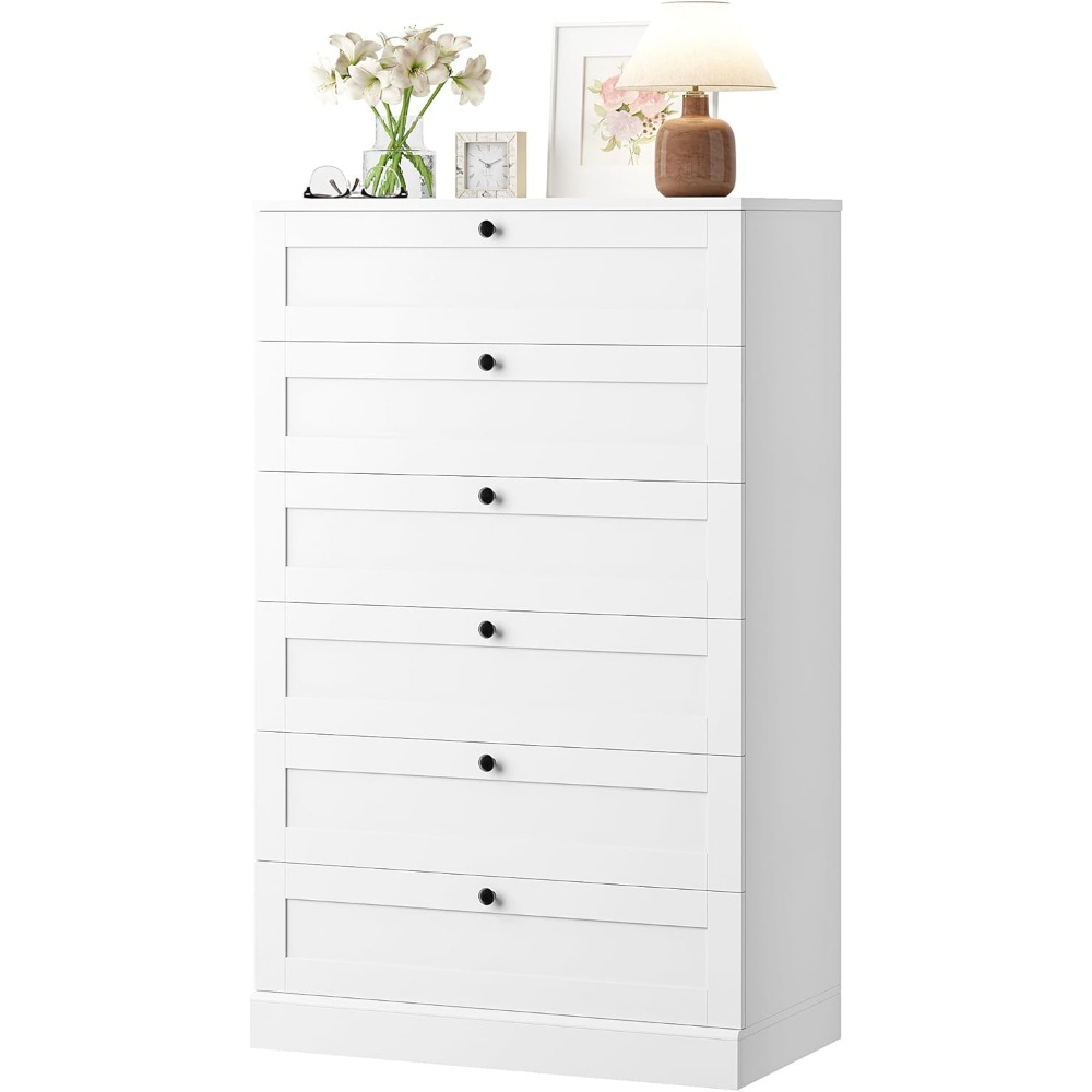 Drawer Dresser White - Exquisito aparador blanco de 6 cajones