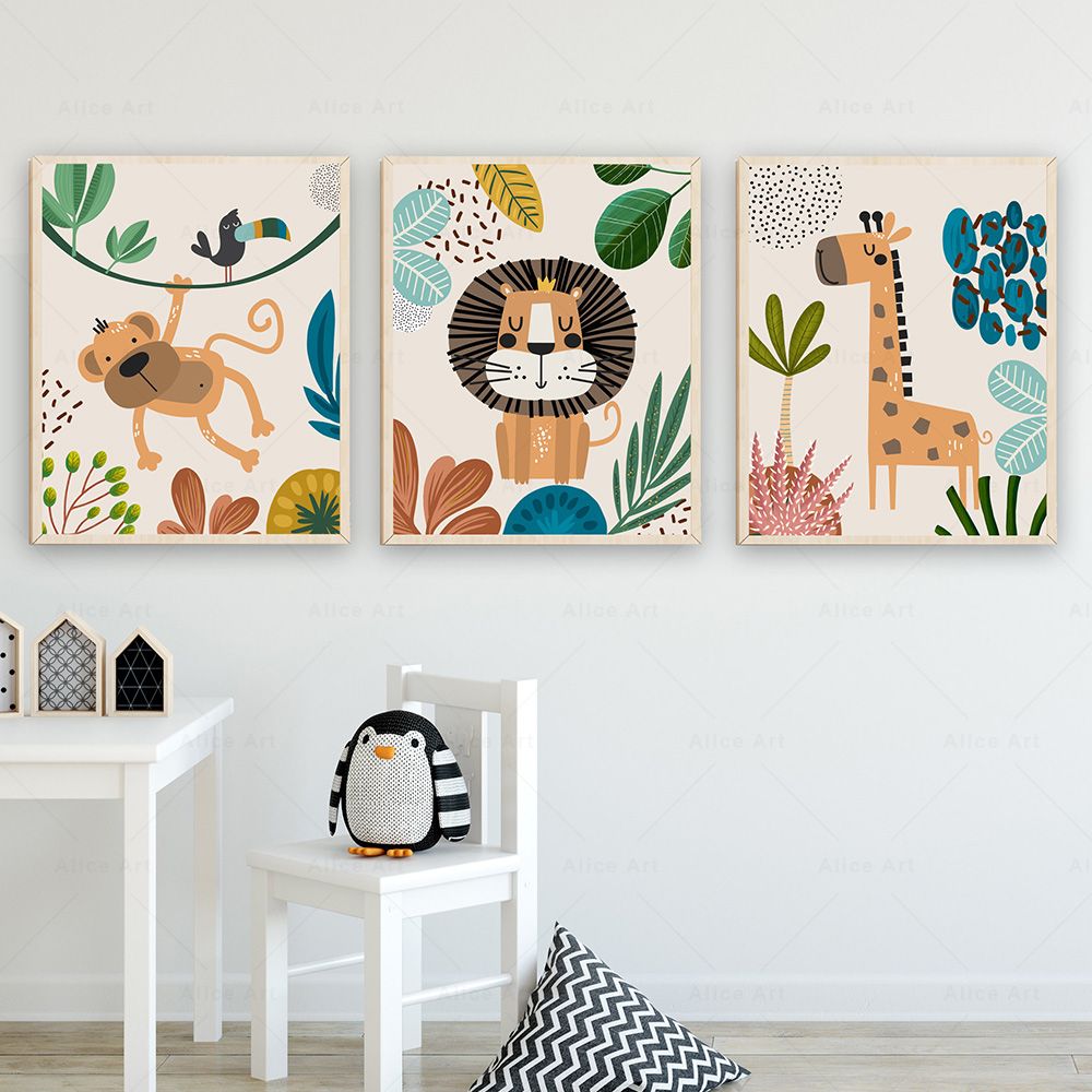 Pósteres Boho de Mono, León, J - Baby Nursery Home reseña y precio