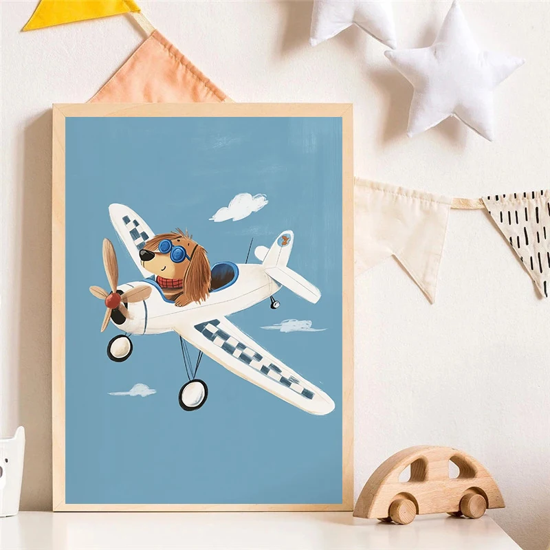 Póster impreso de perro, avión - Baby Nursery Pictures reseña y precio