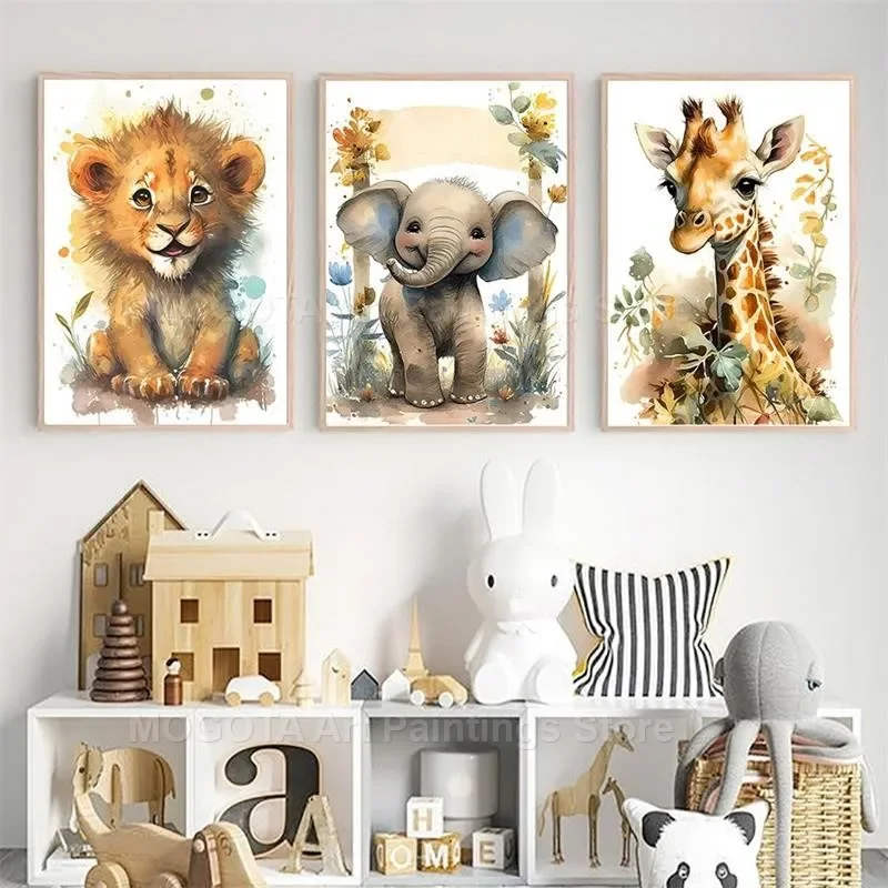 Acuarela León jirafa Tigre ele - Baby Nursery Pictures reseña y precio