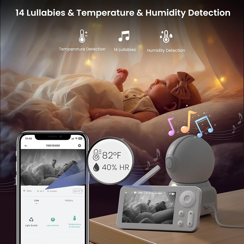 Monitor de bebé 2K con 2 cámar - Baby Nursery Light reseña y precio