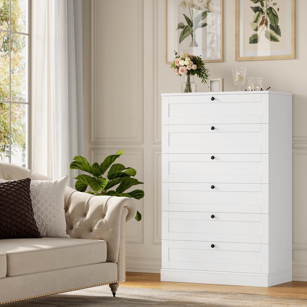 Exquisito aparador blanco de 6 - Drawer Dresser White reseña y precio