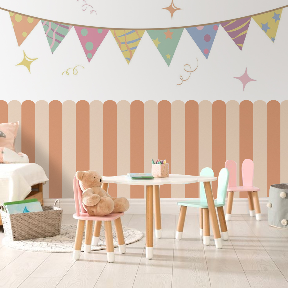 Papel tapiz de arco de rayas v - Baby Nursery Pictures reseña y precio