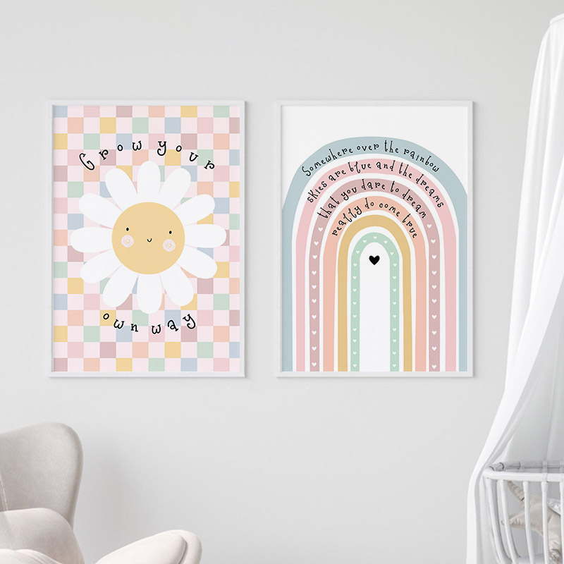 Sol, flor, arcoíris, nube, cor - Baby Nursery Pictures reseña y precio
