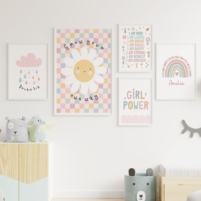 Sol, flor, arcoíris, nube, cor - Baby Nursery Pictures reseña y precio